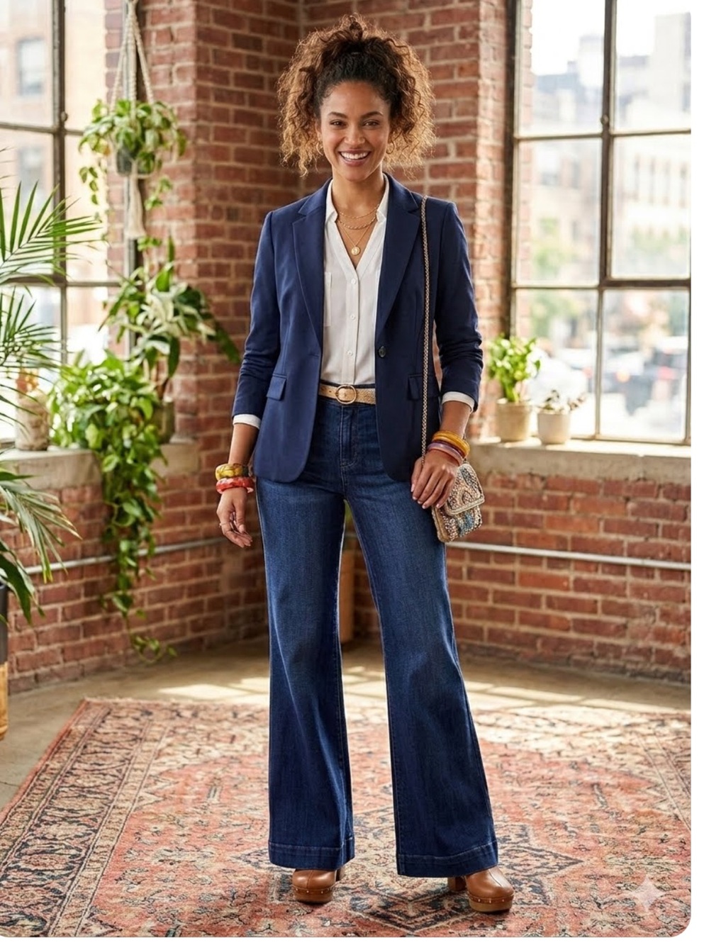 Evereve Trouser Wide Leg Flare Jeans in Dark Indigo 24
